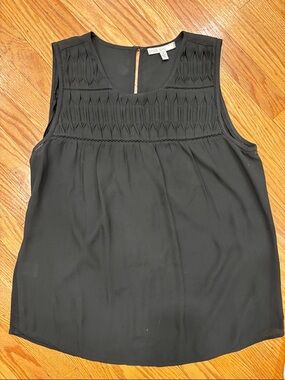 Black Smocked Yoke Sleeveless Camisole